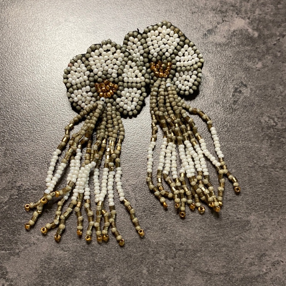 3 in ch handmade beaded flower earrings